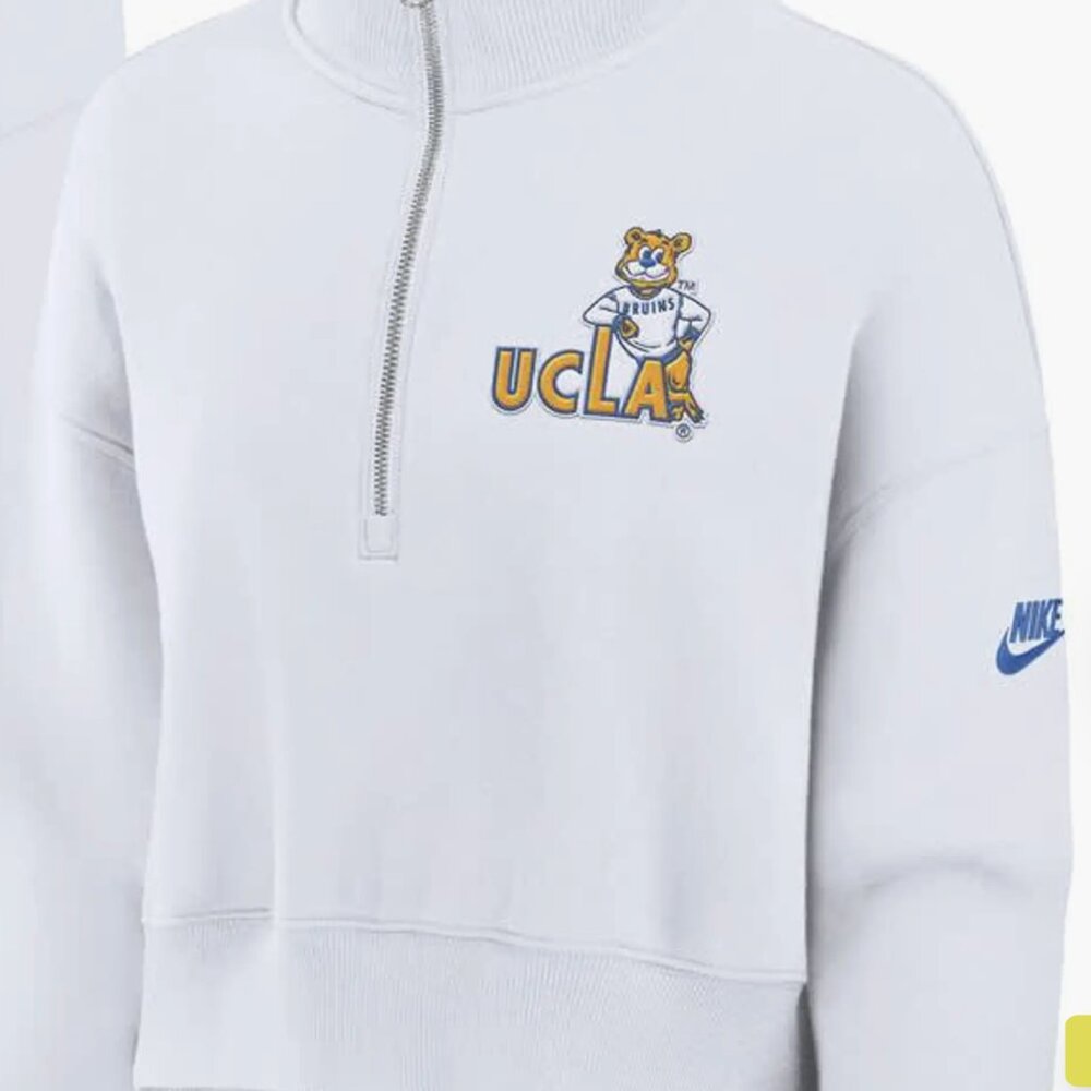 Women's Nike White UCLA Bruins Legacy Elevated Logo Cropped Half-Zip Sweatshirt